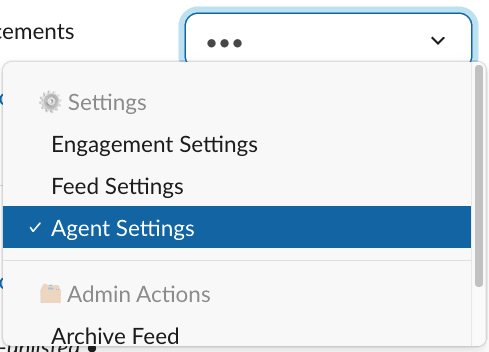 Agent Settings menu option