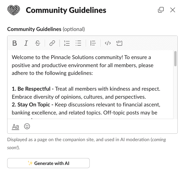 Community Guidelines modal