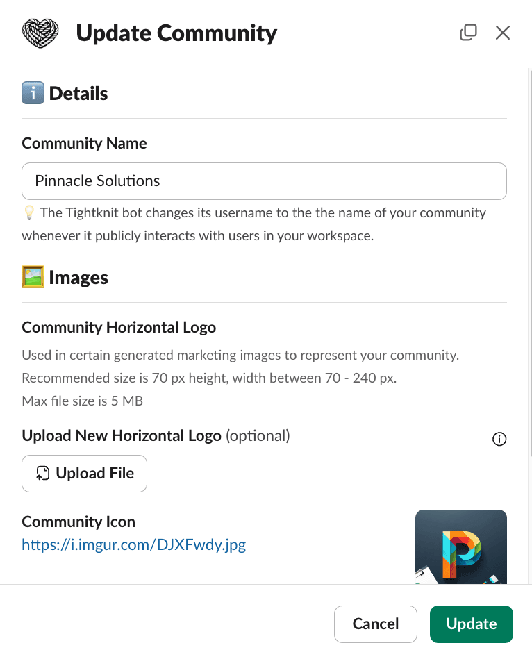 Community Settings Modal