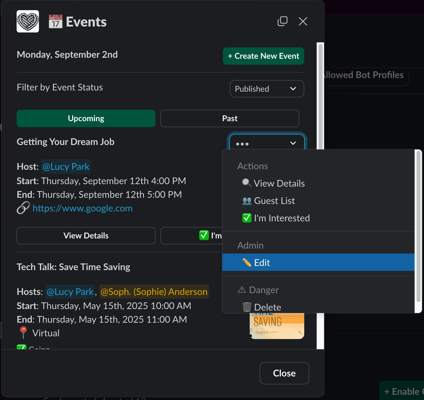 Edit an Event