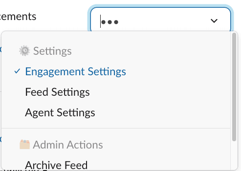 Engagement Settings menu option