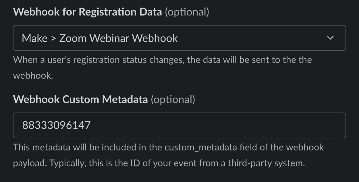 Event Registration Settings