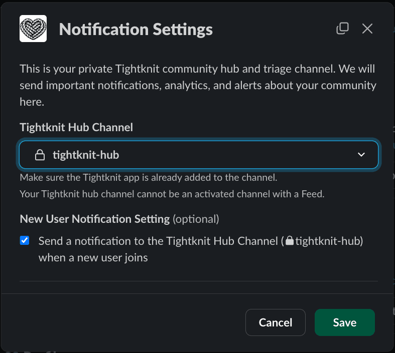 Tightknit Community Admin Settings