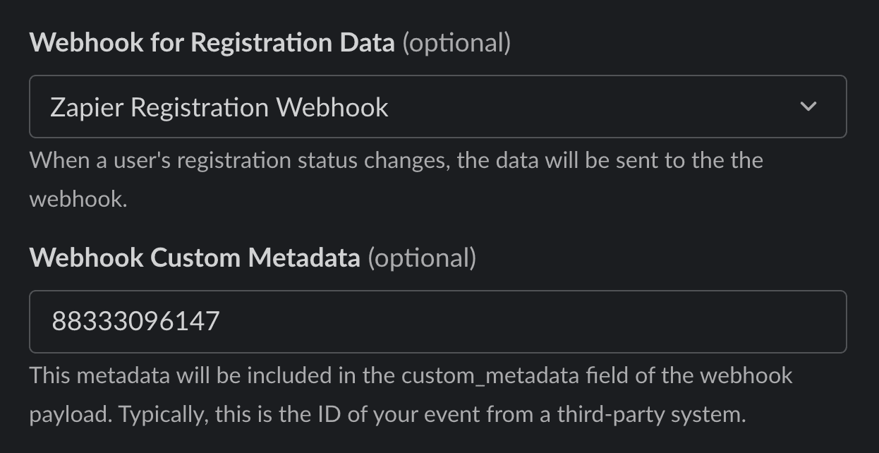 Event Registration Settings