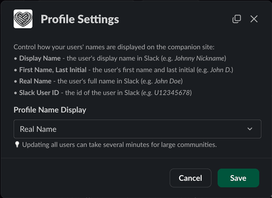 Tightknit Profile Settings