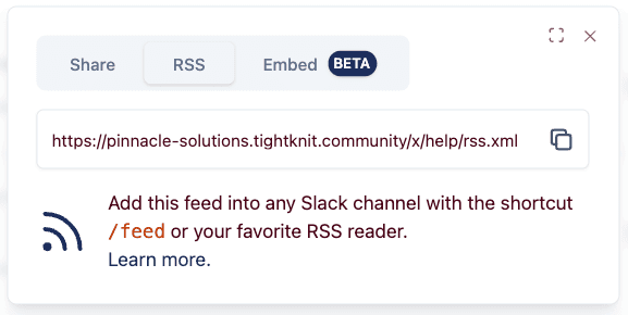 RSS modal